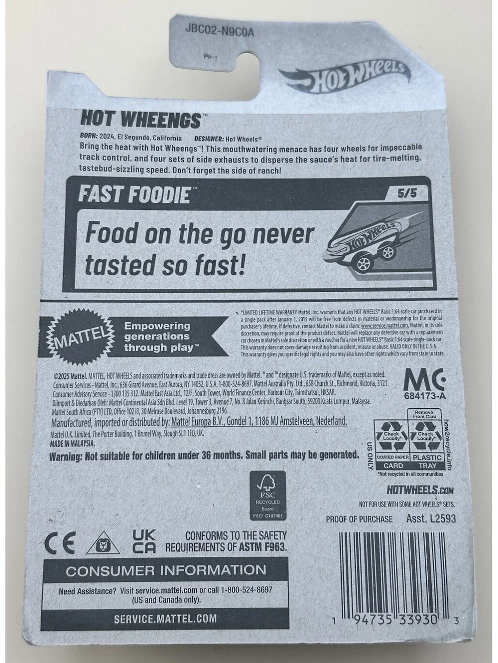 Hot Wheels 2025 Hot Wheengs  Food Hot Wings Hot Sauce Red,Yellow Zhao Brand 2pc